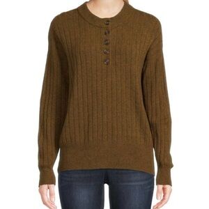 Madewell Olive Ribbed Henley Sweater